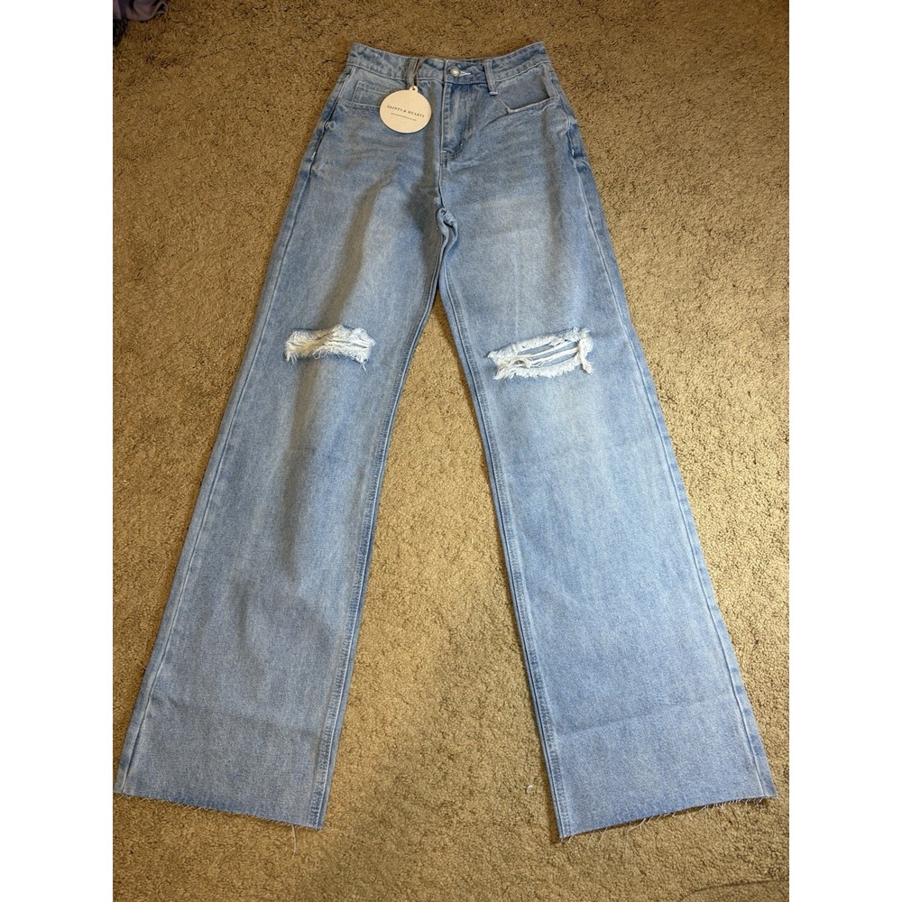 Saints & Hearts Jeans Women's Small Ribcage Baggy Medium Denim 90's‎ High Rise